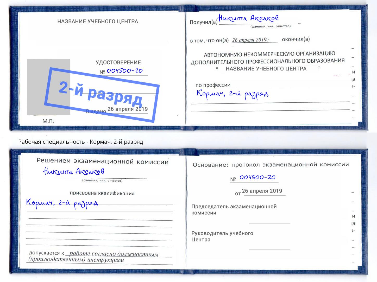 корочка 2-й разряд Кормач Каменка